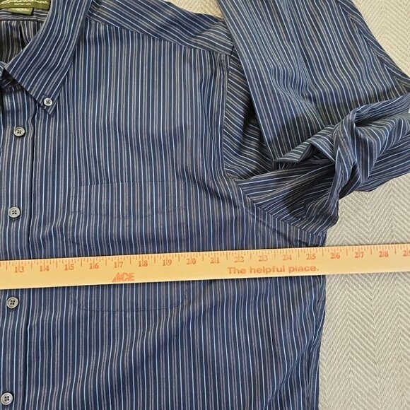 Eddie Bauer Long Sleeve Shirt Men's Tall TXL Blue Stripe Non-Wrinkle Relaxed Fit - Picture 9 of 14